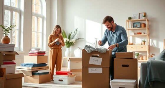 couple decluttering household merge