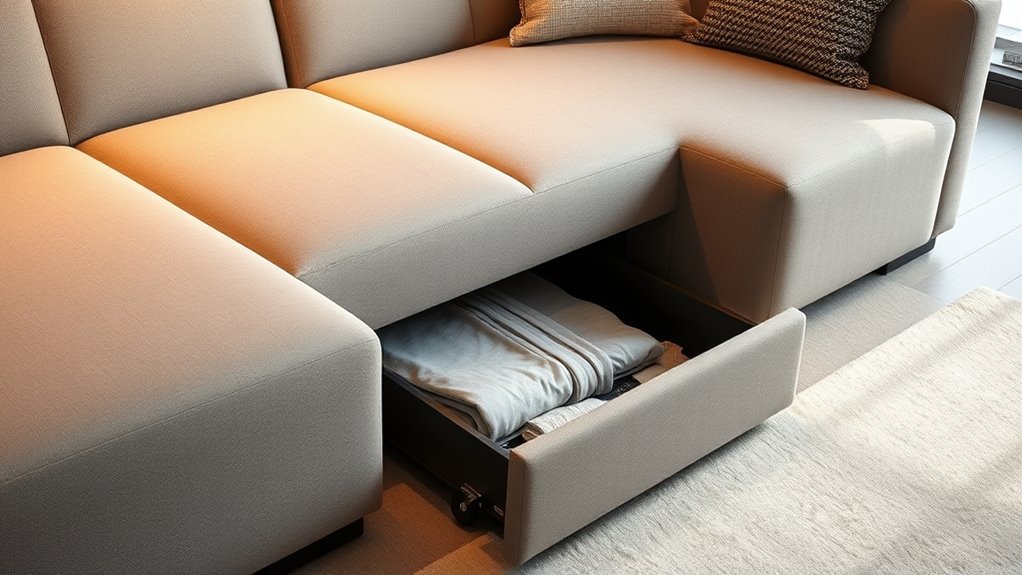 hidden sofa storage solution