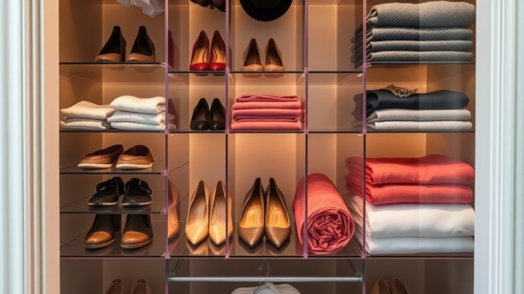 organized closet with labels