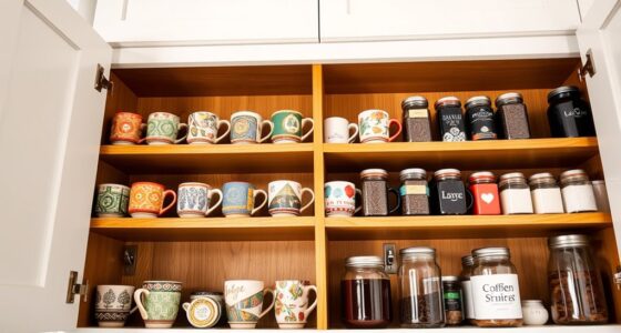 organizing mugs and supplies