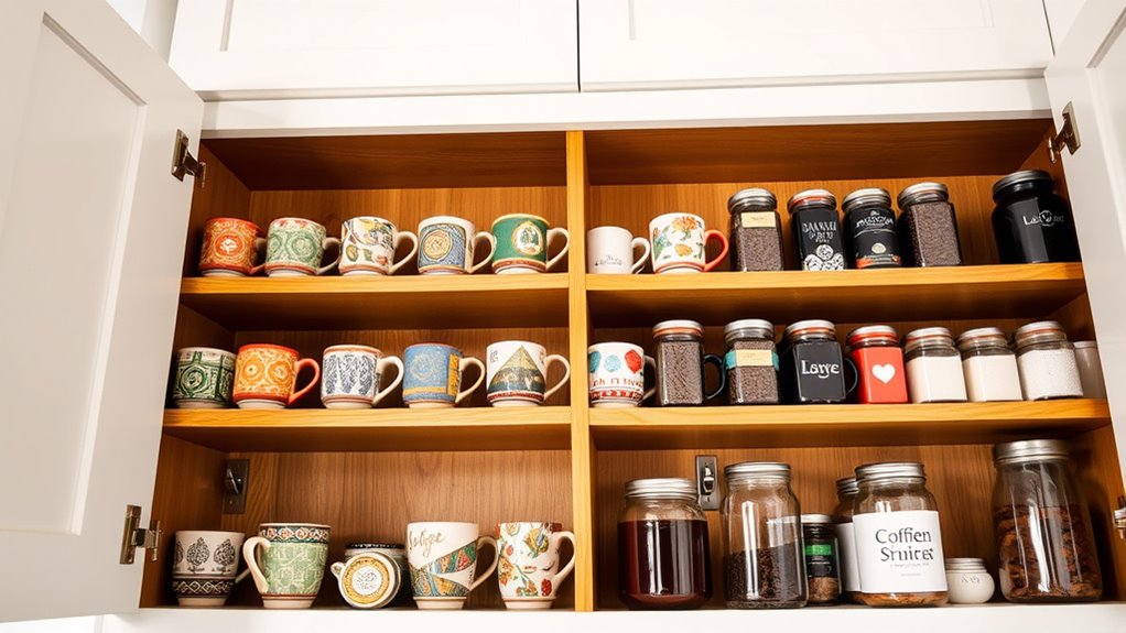 organizing mugs and supplies