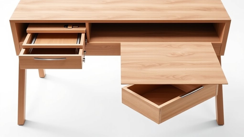 sleek hidden desk storage
