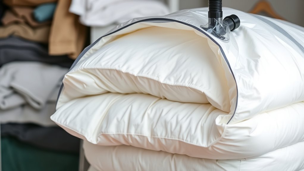 vacuum packed duvet storage