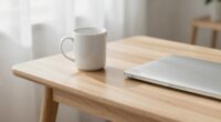 calm minimalist desk setup