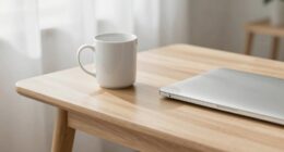 calm minimalist desk setup