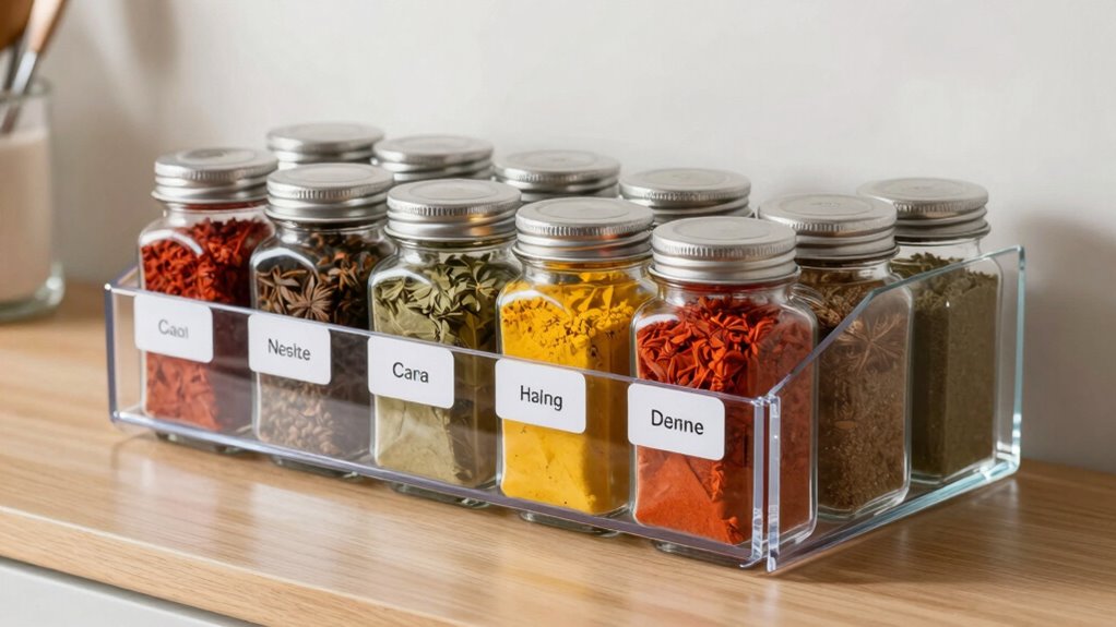 clear organized spice storage