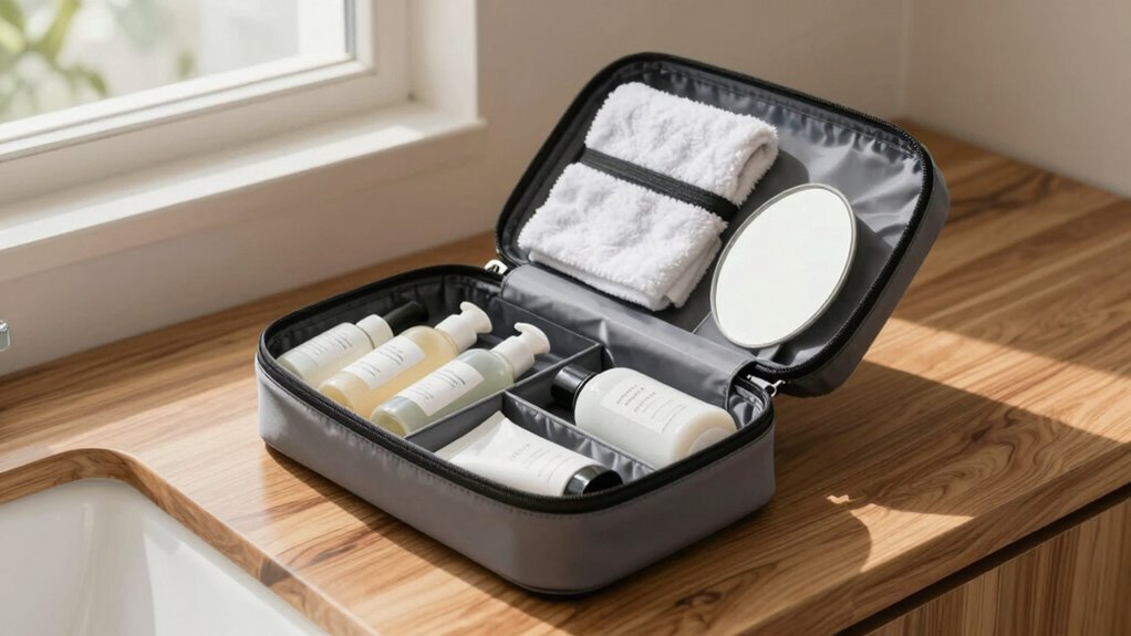 efficient travel toiletries organization