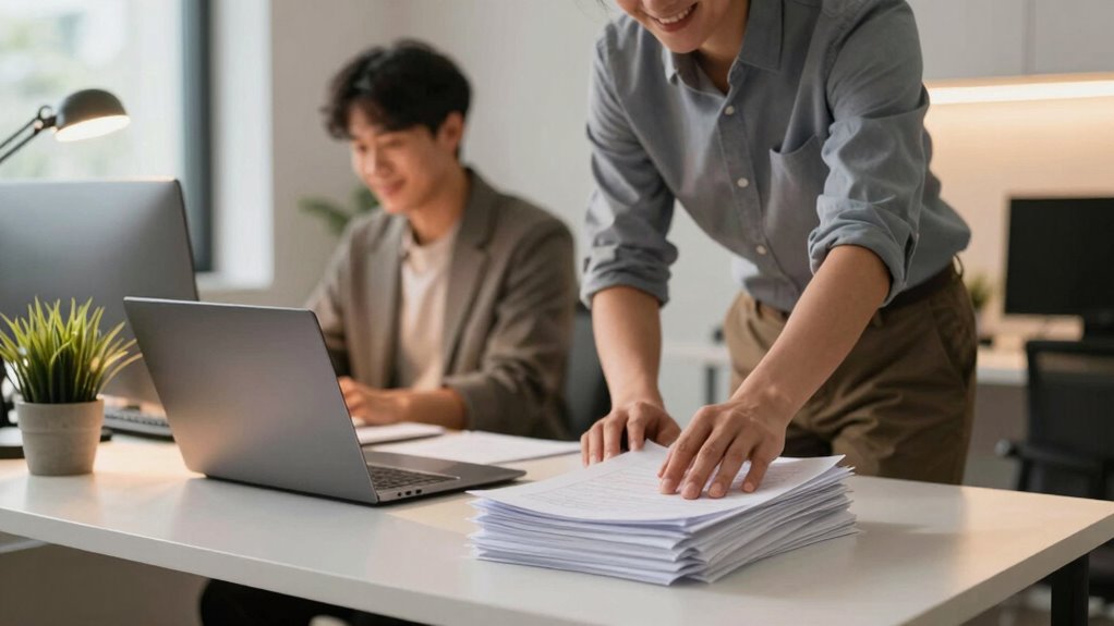 end of day workspace organizing
