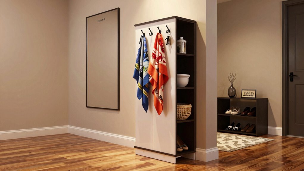 entryway clutter to organized space