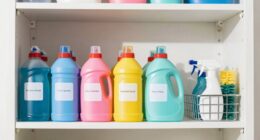 organize detergents to prevent overflow