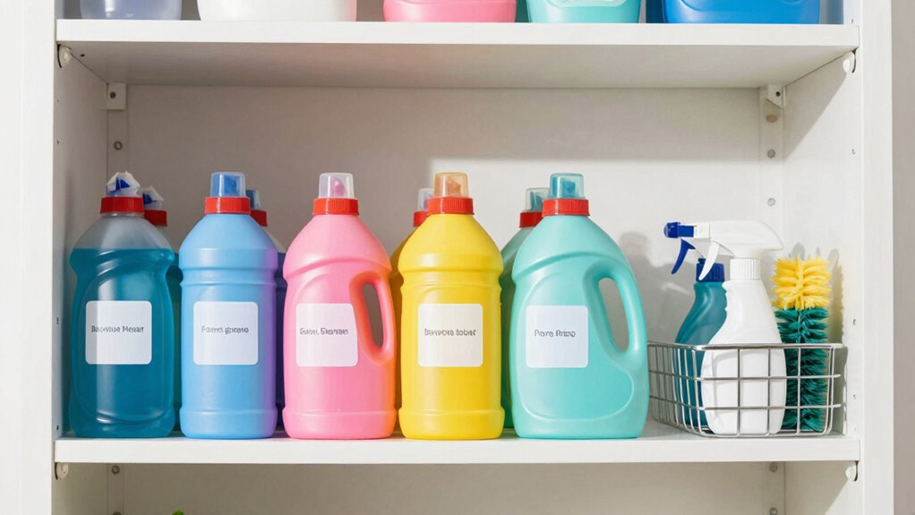 organize detergents to prevent overflow