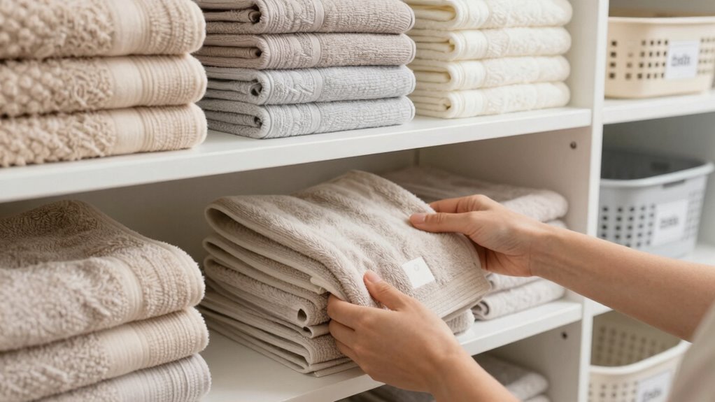 organize towels with bins
