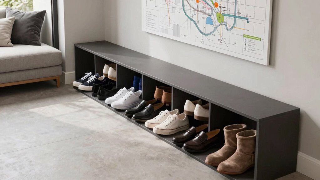 organized entryway shoe zones