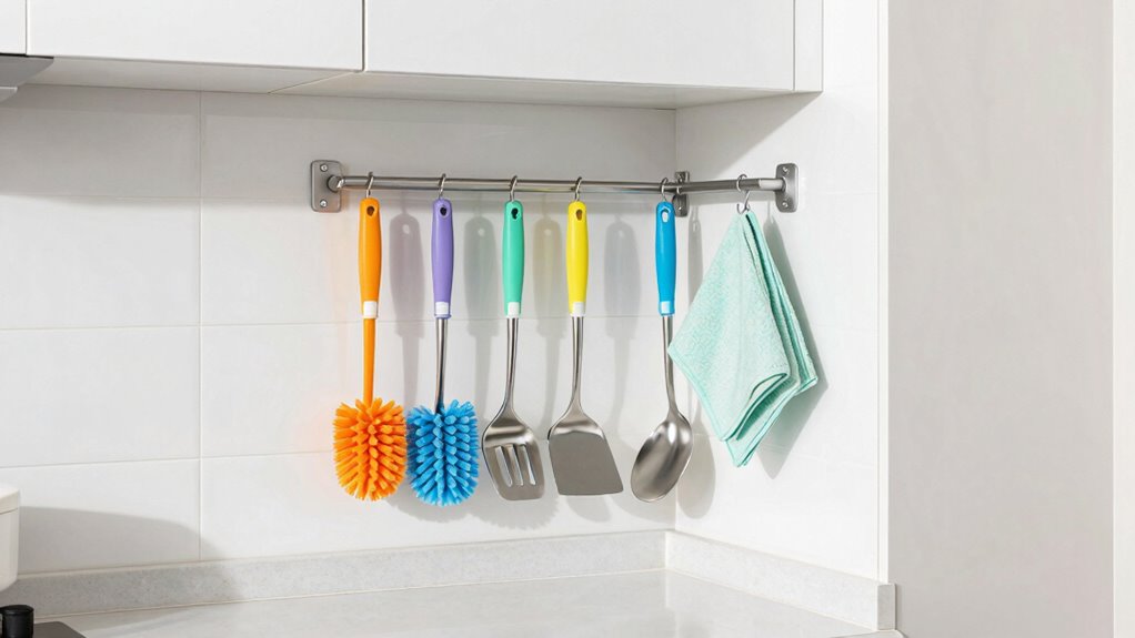 organized kitchen cleaning tools