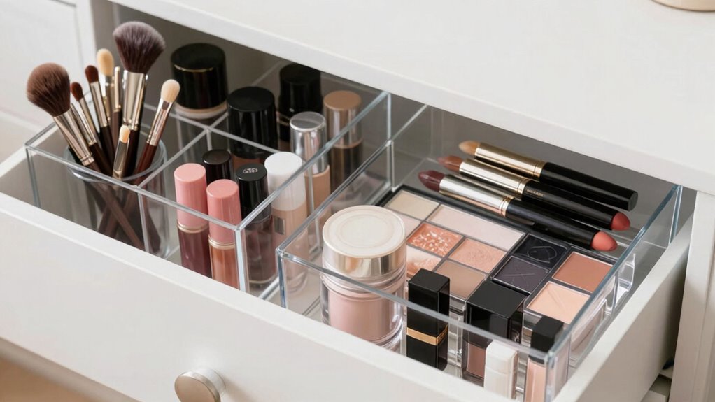 organized minimalist makeup storage