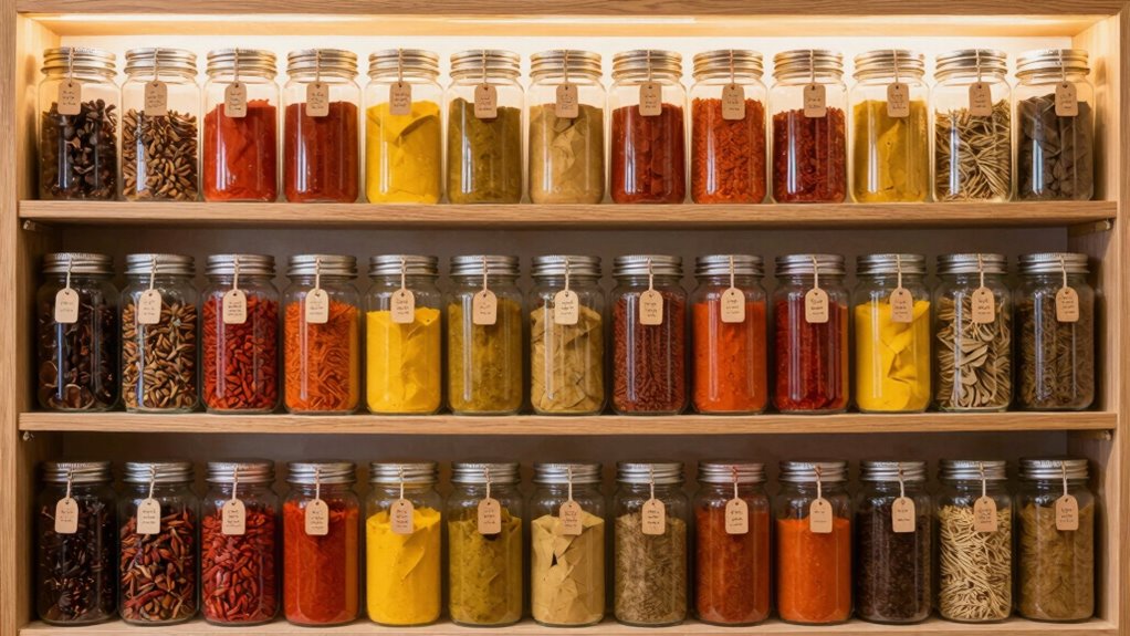 organized visible spice storage