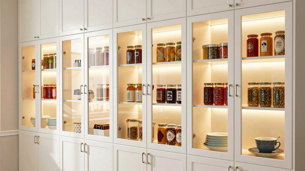 top glass pantry cabinets