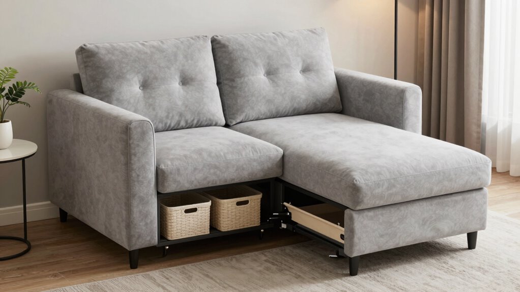 top small space storage couches