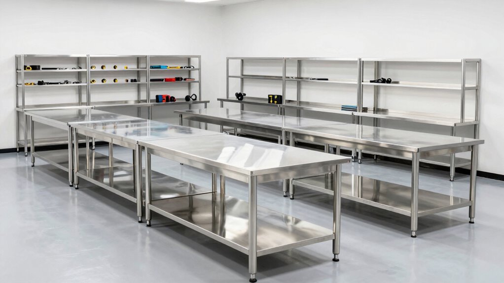 top stainless steel work tables