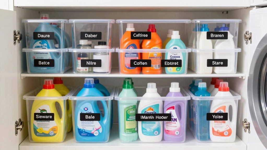 use transparent labeled containers