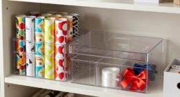 wrapping paper storage organizers