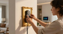 A Simple Gilded Frame Turned An Ugly Intercom Into A Conversation Starter