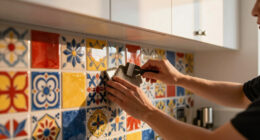 A Builder-Grade Kitchen Gets A Pop Of Color With An Easy Backsplash Upgrade