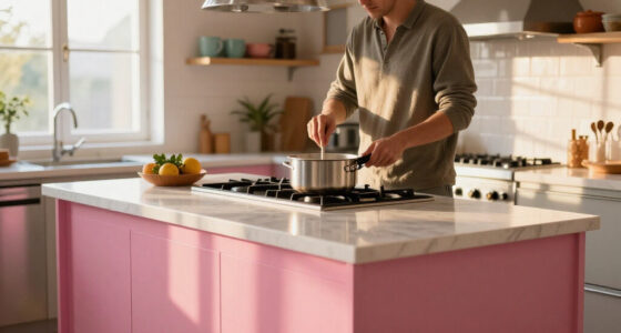 A “Lifeless” Kitchen Got A European-Style Redo With A Pink Island