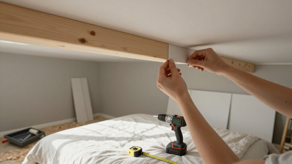 A Structural Beam Was An Eyesore In This Bedroom — She Added Paneling To Disguise It