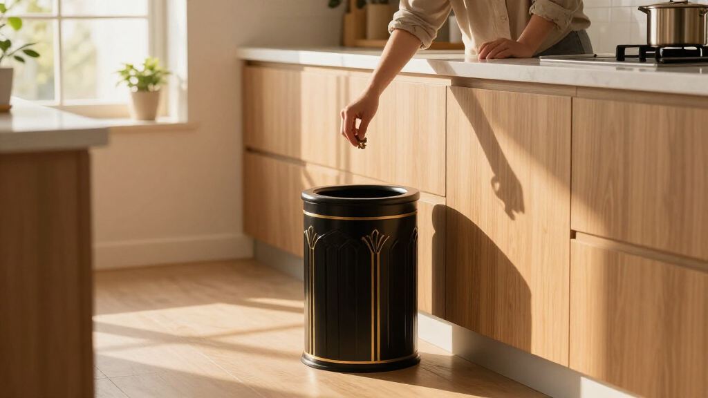 This Stylish Trash Can Is “Perfect” For Small Spaces (And Gives Art Deco Vibes!)