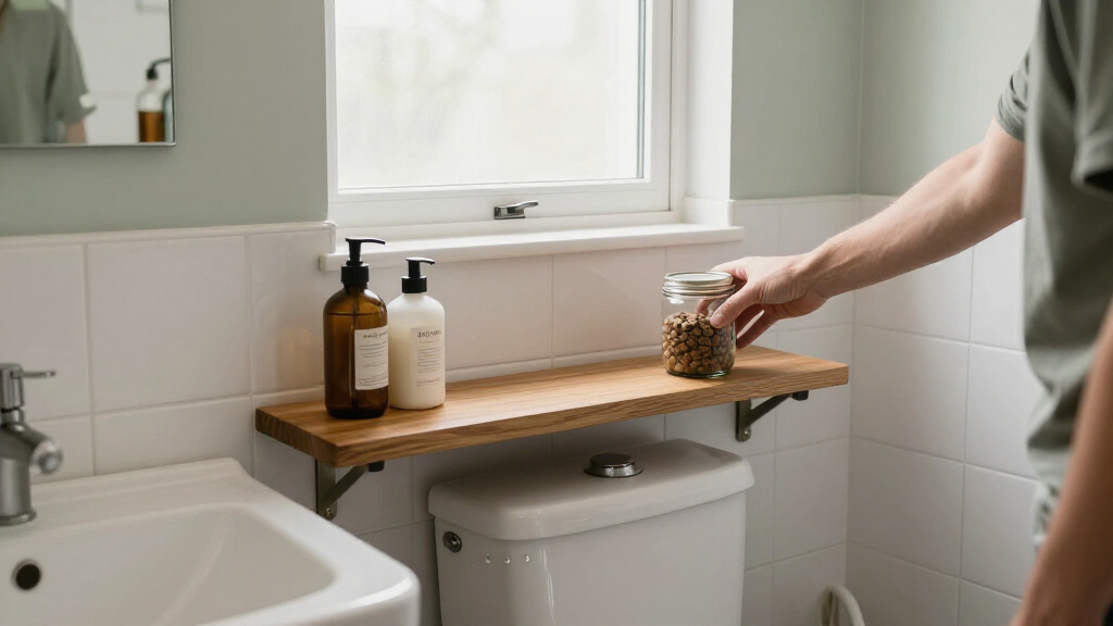 DIYer Finds The Easiest Hack For Extra Countertop Storage In Small Bathrooms