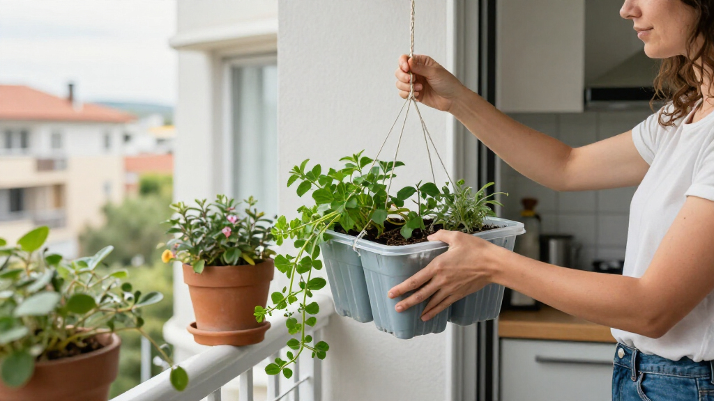 Gardener Transforms Plastic Containers Into A Creative Hanging Planter