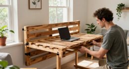 Man Turns Old Wood Pallets Into A Space-Saving Piece Of Furniture With An Impressive DIY