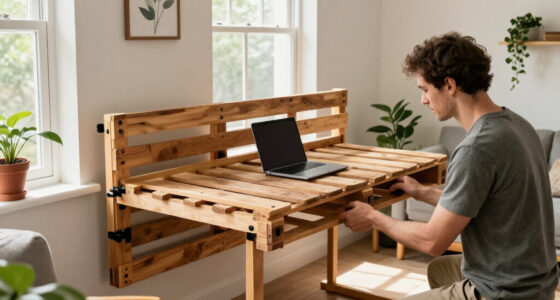 Man Turns Old Wood Pallets Into A Space-Saving Piece Of Furniture With An Impressive DIY
