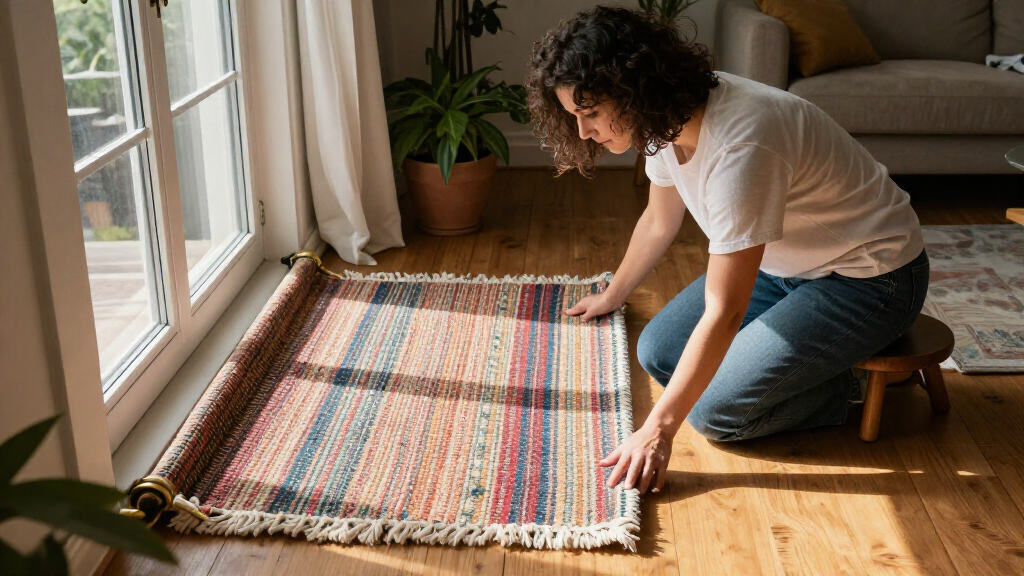 Not Curtains Or Blinds: She Transforms Rugs For A Budget-Friendly Way To Cover Windows