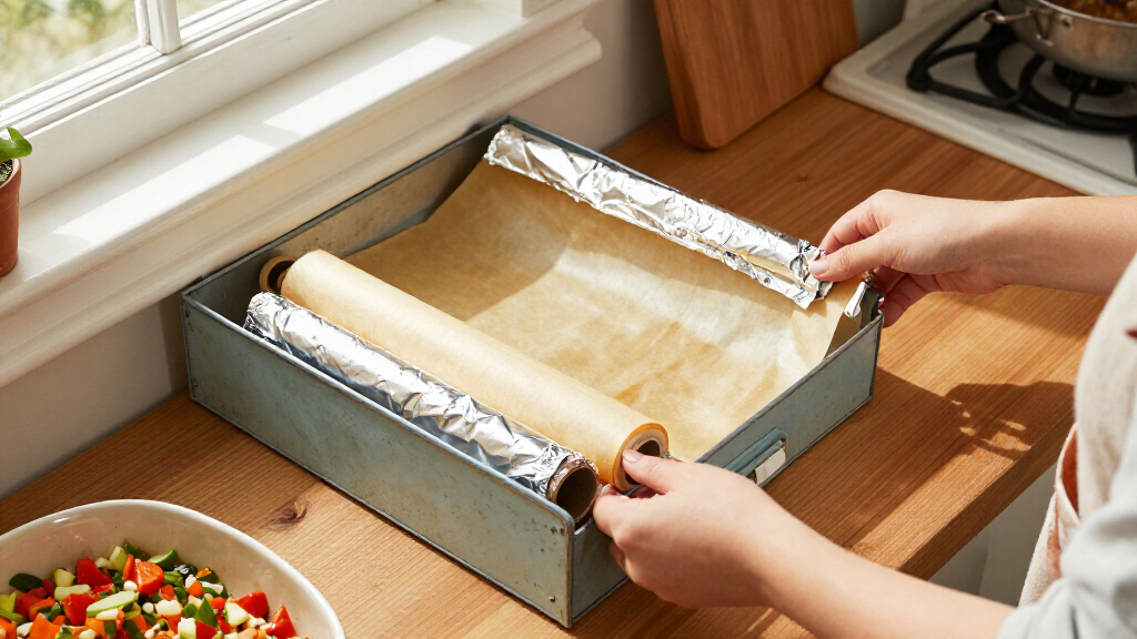 Not Drawers Or Caddies: The Thrifted Item That Keeps Parchment Paper & Tinfoil Organized