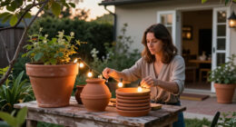 Not Traditional String Lights: Brighten A Patio With The Help Of Old Terracotta Pots