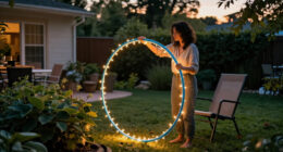 Say Goodbye To Pricey Outdoor Lights — Use A Hula Hoop To Brighten Your Yard