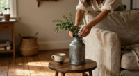 She Turns A Vintage Milk Jug Into A Side Table That Adds Rustic Charm